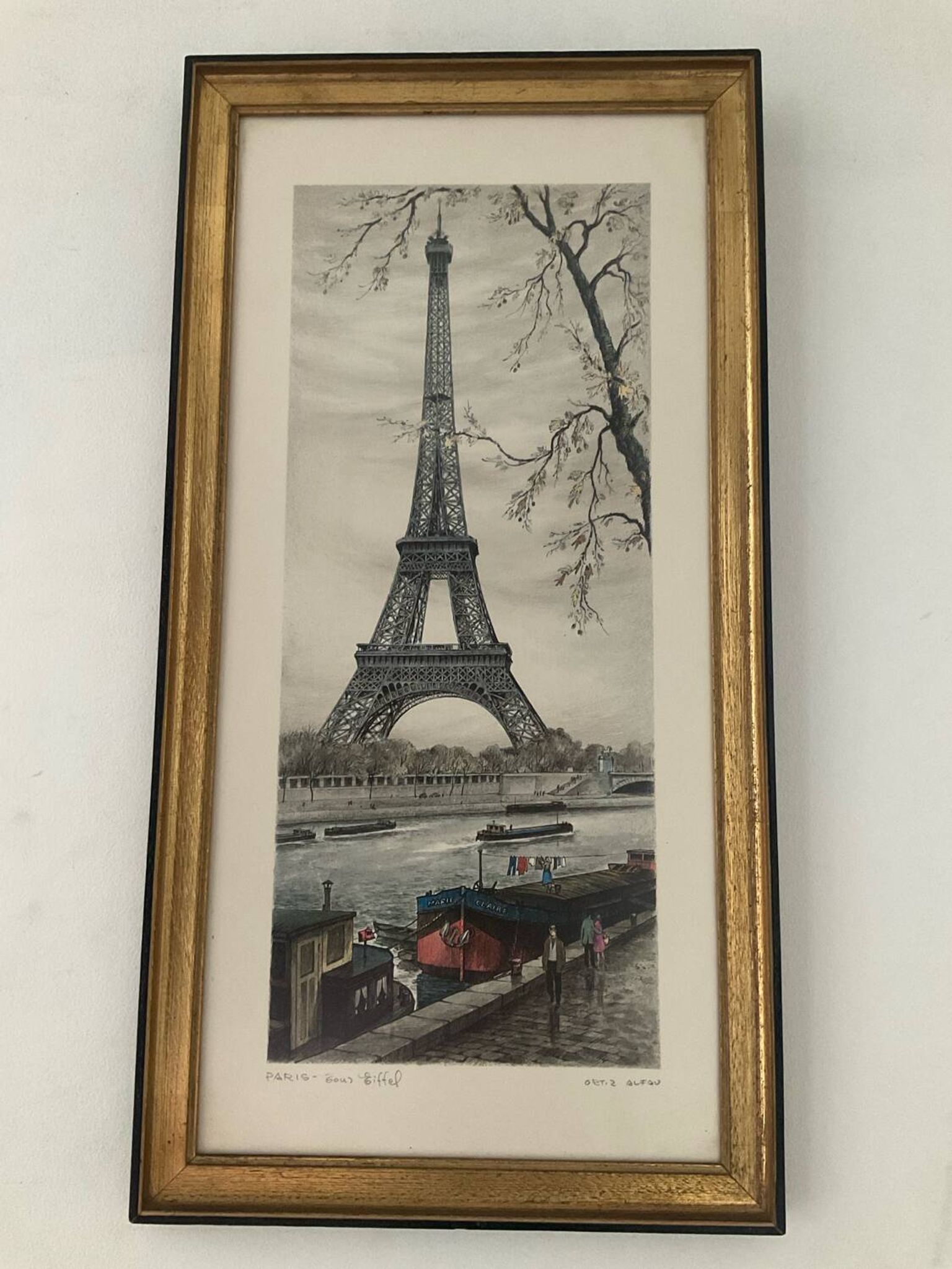 Vintage lithograph by Ortiz Alfau - Paris - the Eiffel Tower