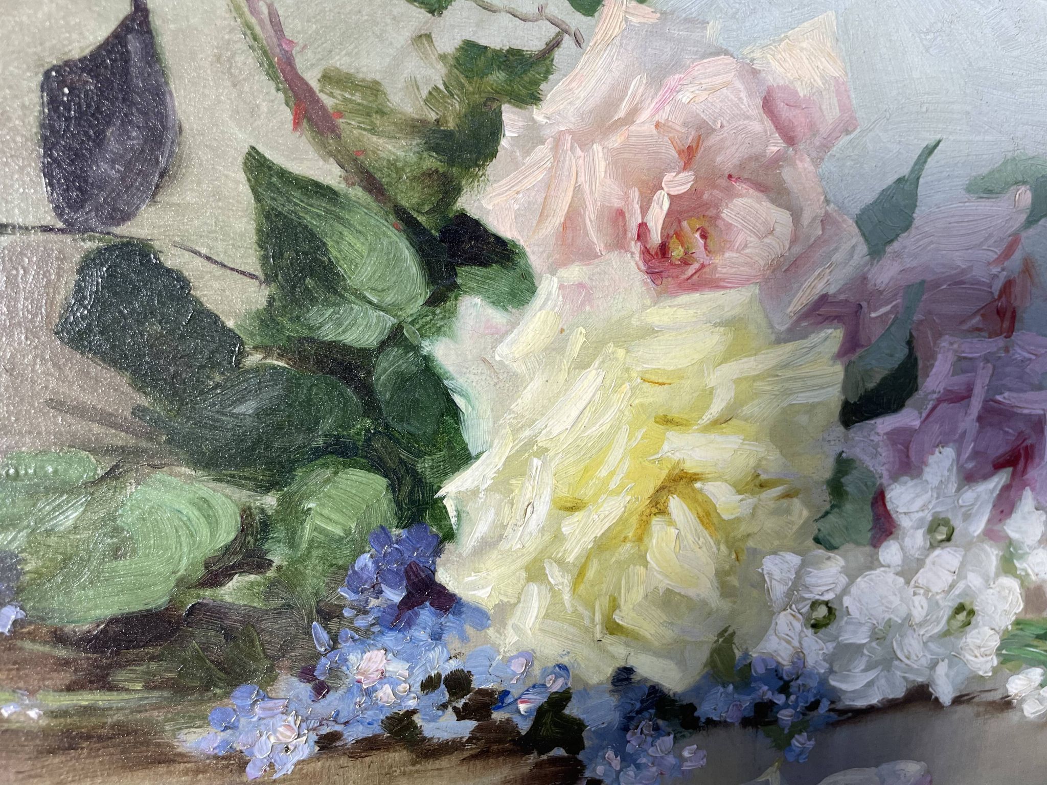 Oil follows canvas "Bouquet of roses" Ernest Filliard (1868-1933)