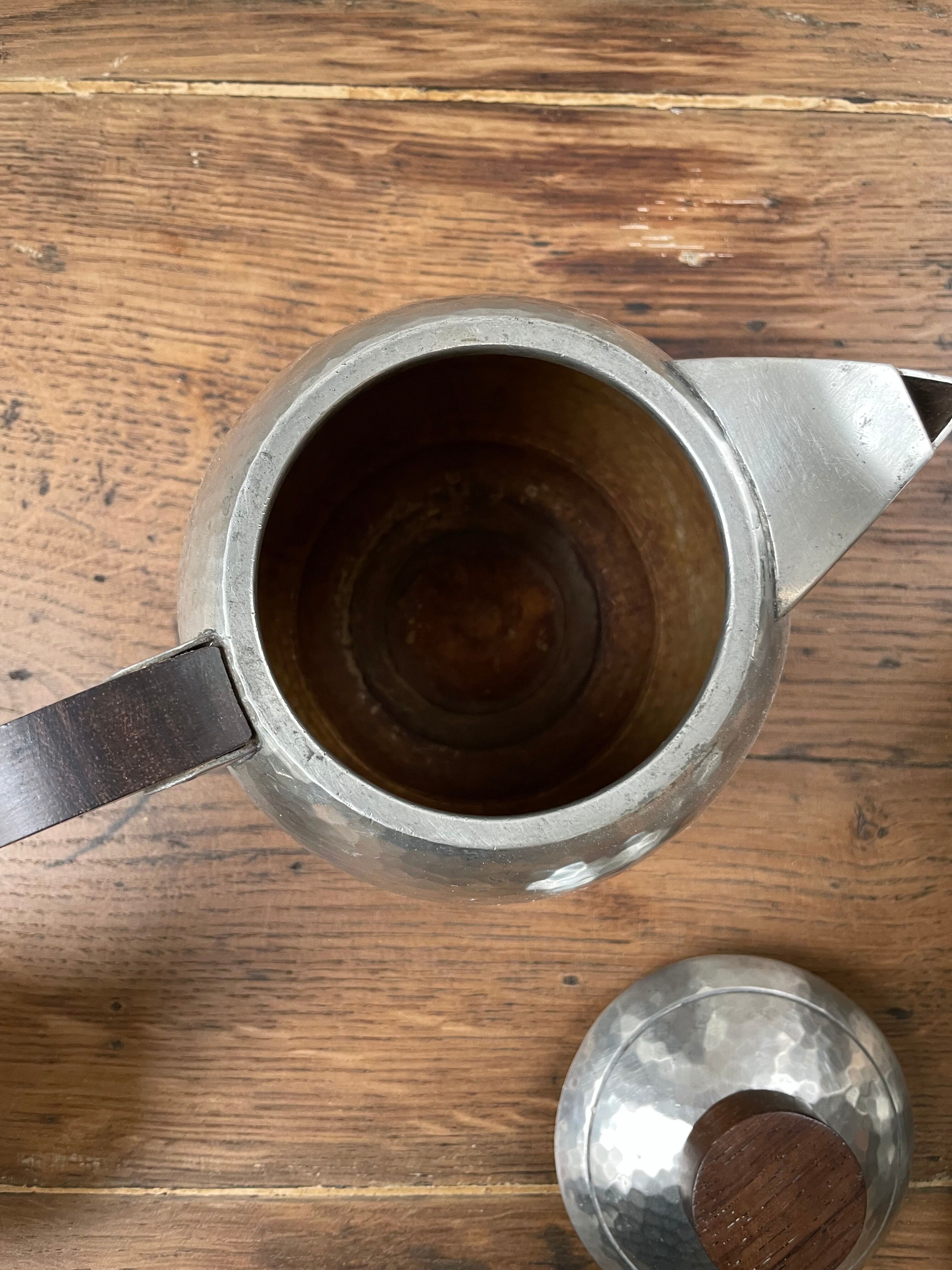 René Delavan Art Deco Pewter Teapot Set