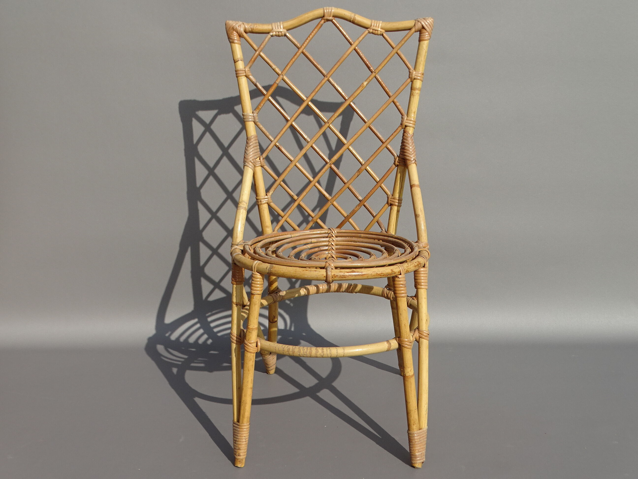 Set of 6 bamboo and rattan chairs