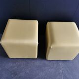 Batch of 2 vintage poufs from the 80s skai