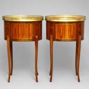 Pair of Bedside Tables / Salon in Marquetry Transition Style Louis XV/Louis XVI