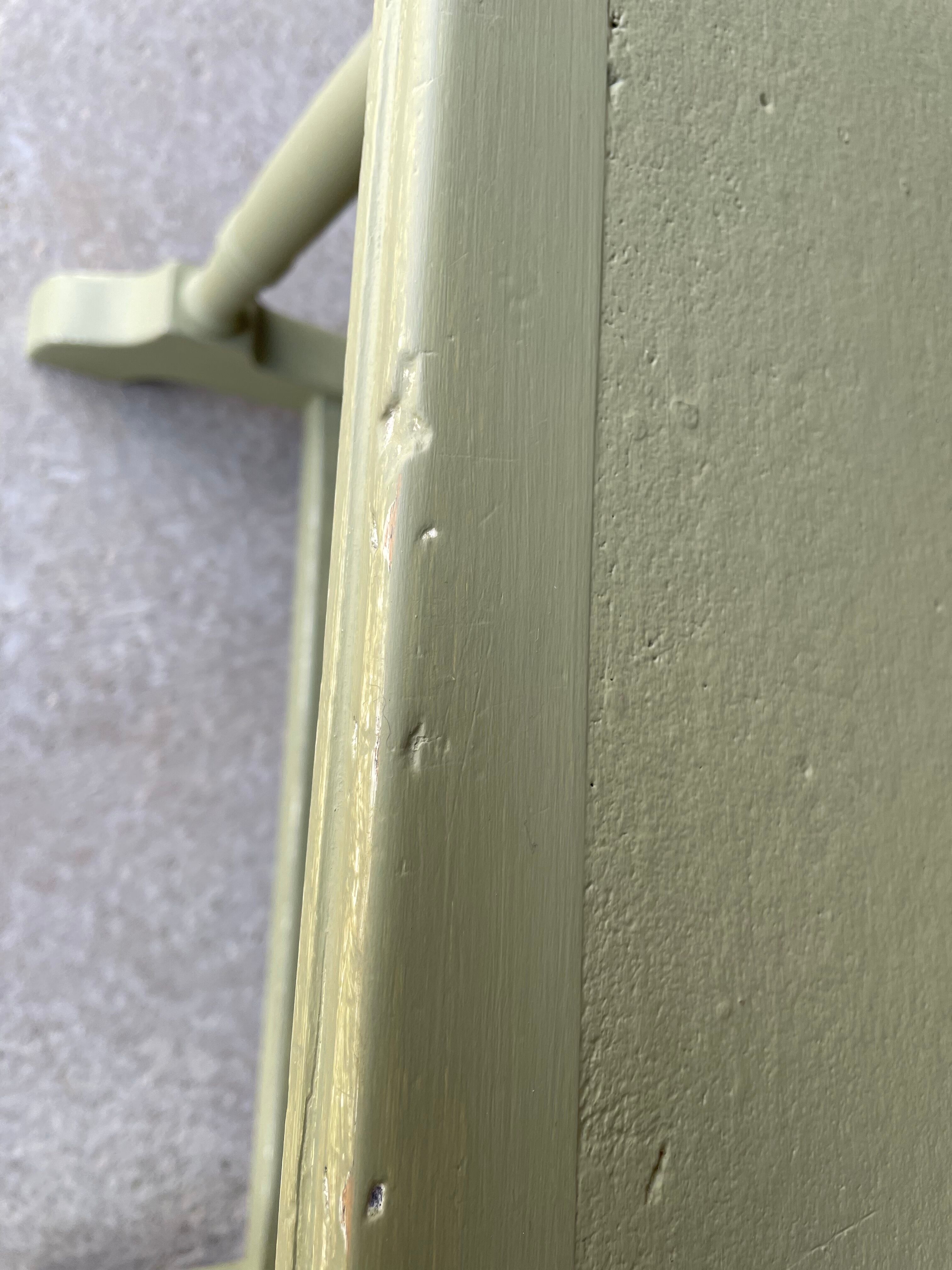 Patinated green baluster table