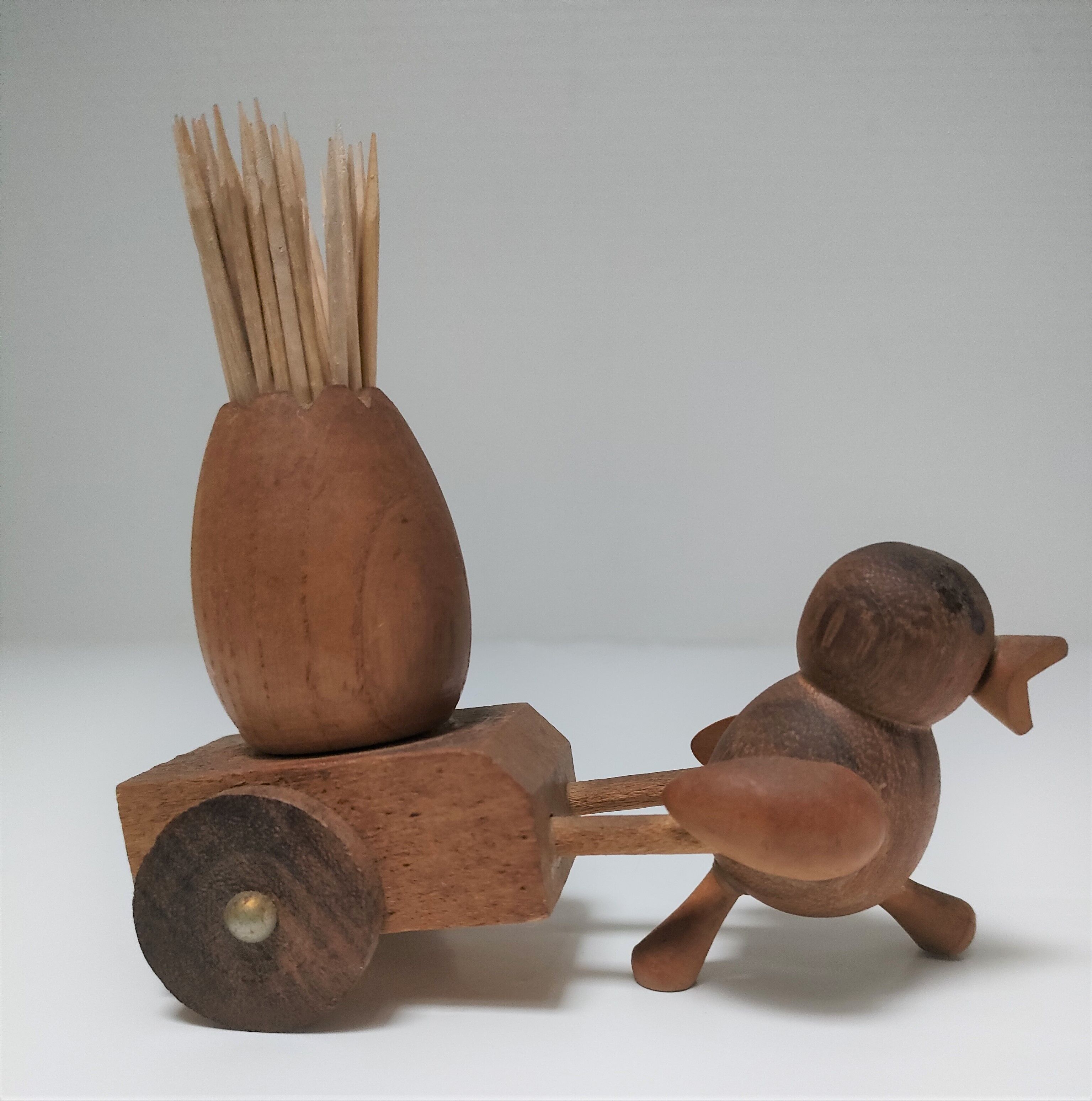 Two door peaks aperitif zoomorphic fish bird solid wood vintage design