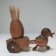 Two door peaks aperitif zoomorphic fish bird solid wood vintage design