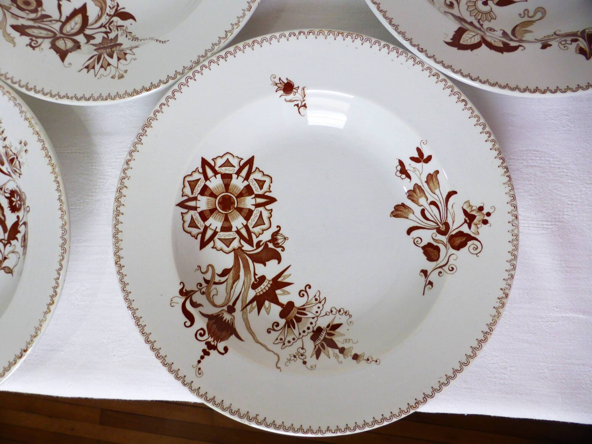 Set of 4 vintage deep plates from Sarreguemines, Danish model 210429.