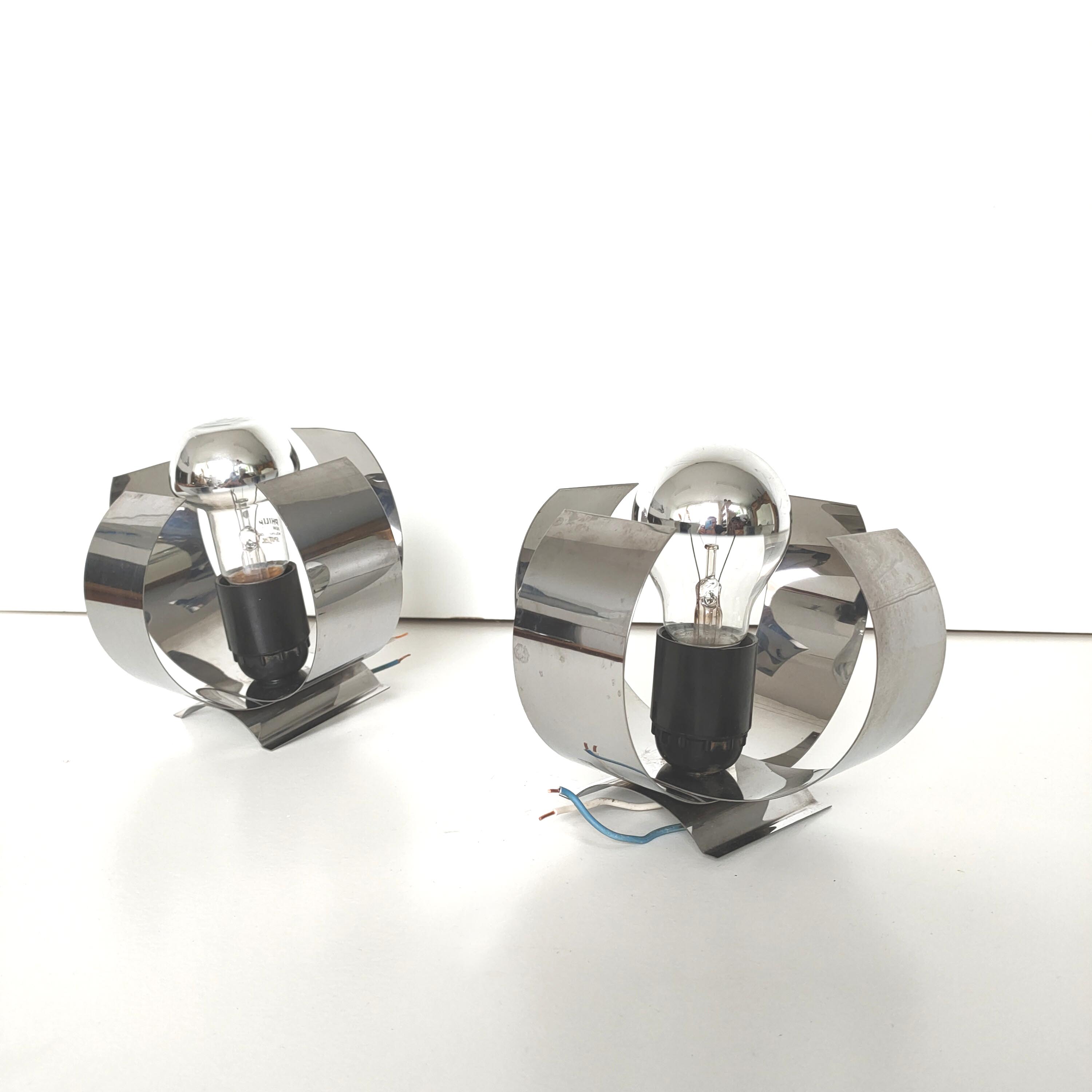 Pair Seventies wall lamp space age