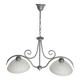 Brushed grey metal double pendant light and alabaster glass.