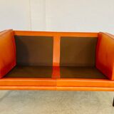 Canapé vintage rétro danois Mogens Hansen pour 2 personnes en cuir cognac