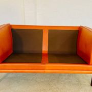 Vintage retro Danish Mogens Hansen 2 person cognac leather sofa