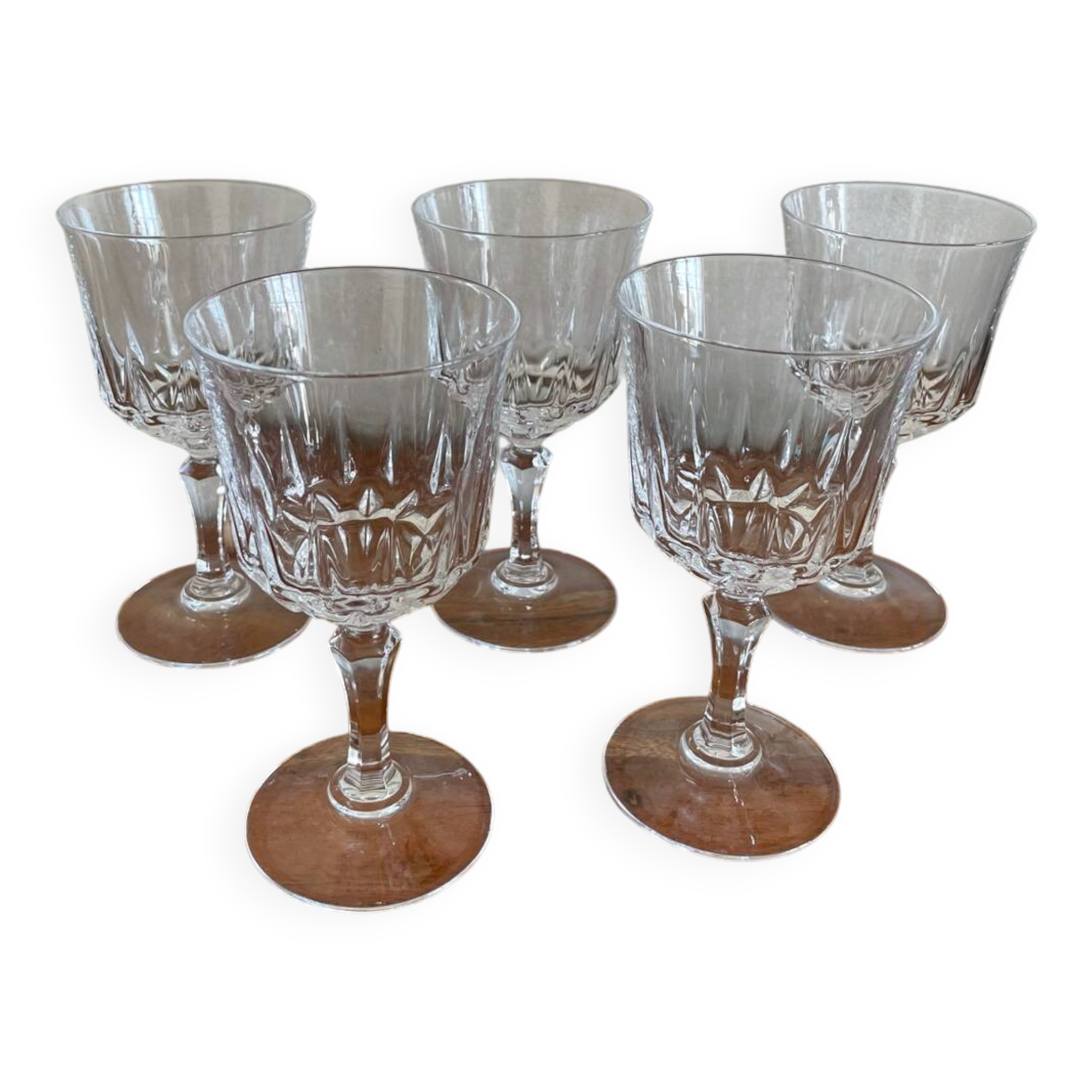 5 large Arques crystal water glasses