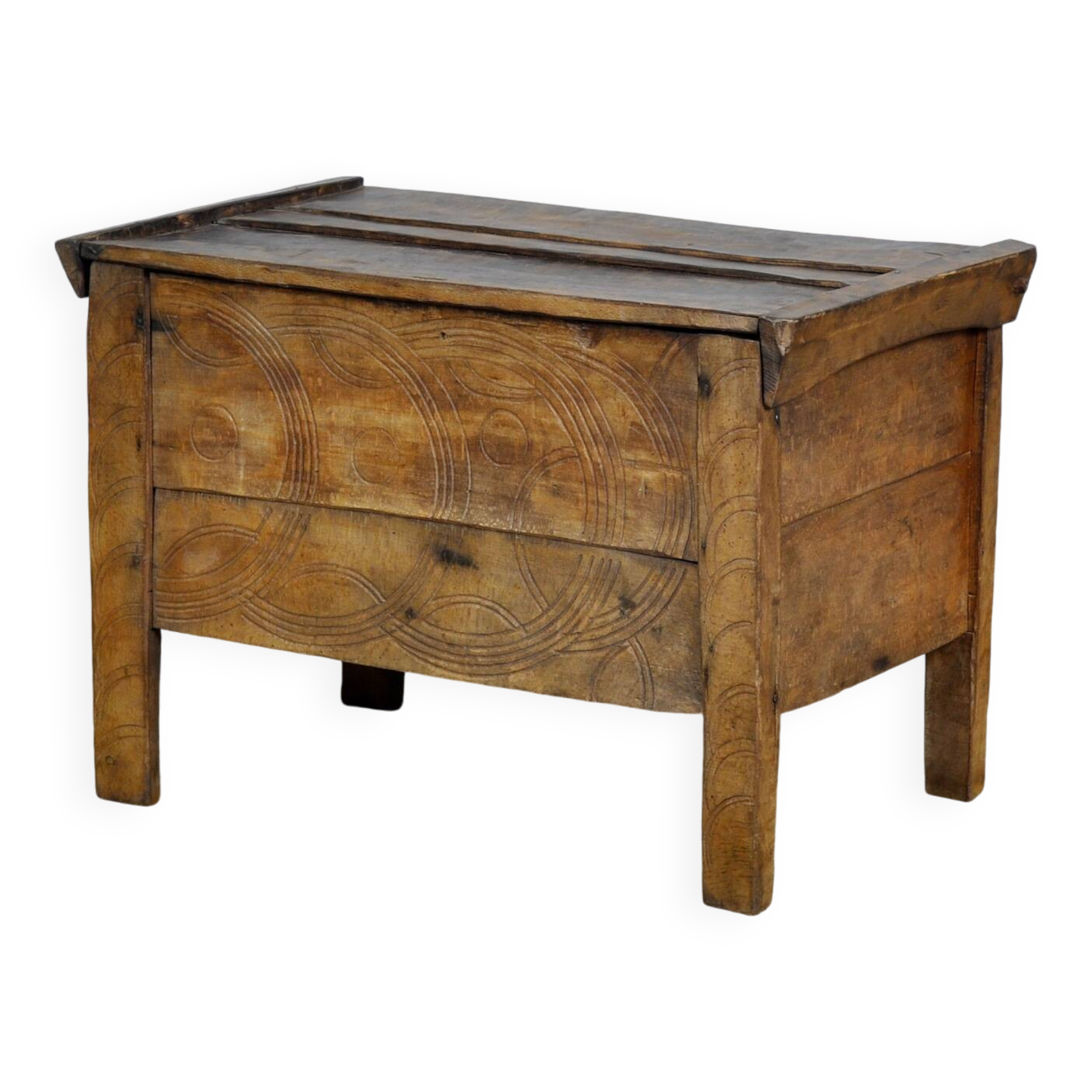 Antique beech shepherd's chest, 1850s