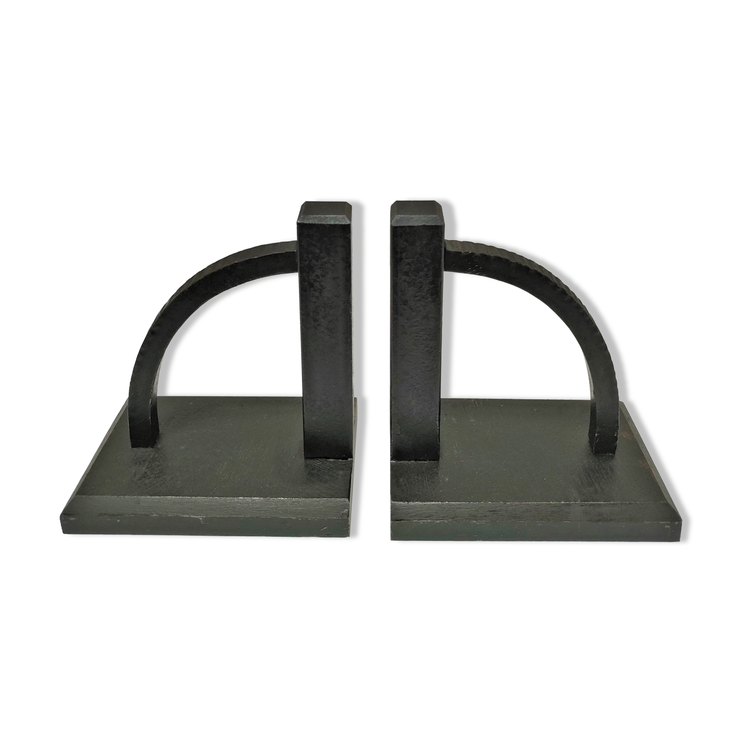 Pair of bookends in black lacquered steel design 60s