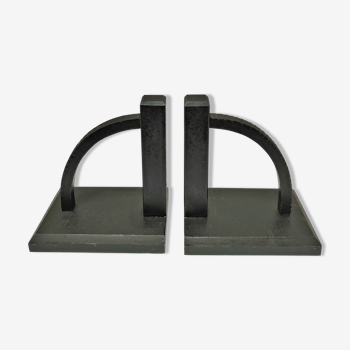 Pair of bookends in black lacquered steel design 60s