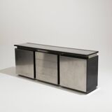 Brushed steel sideboard, lodovico acerbis, 1970s