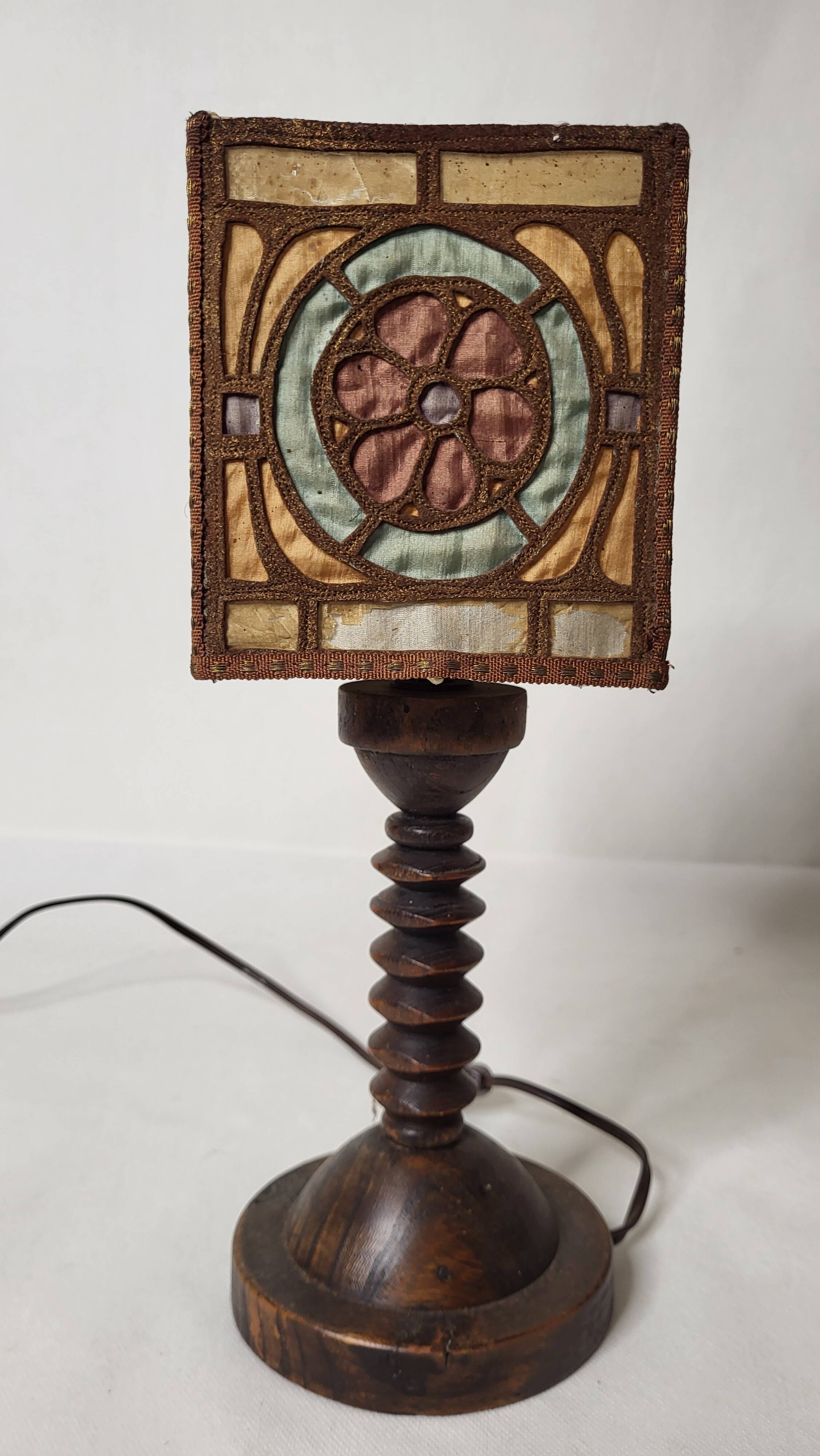 Art Nouveau wooden lamp