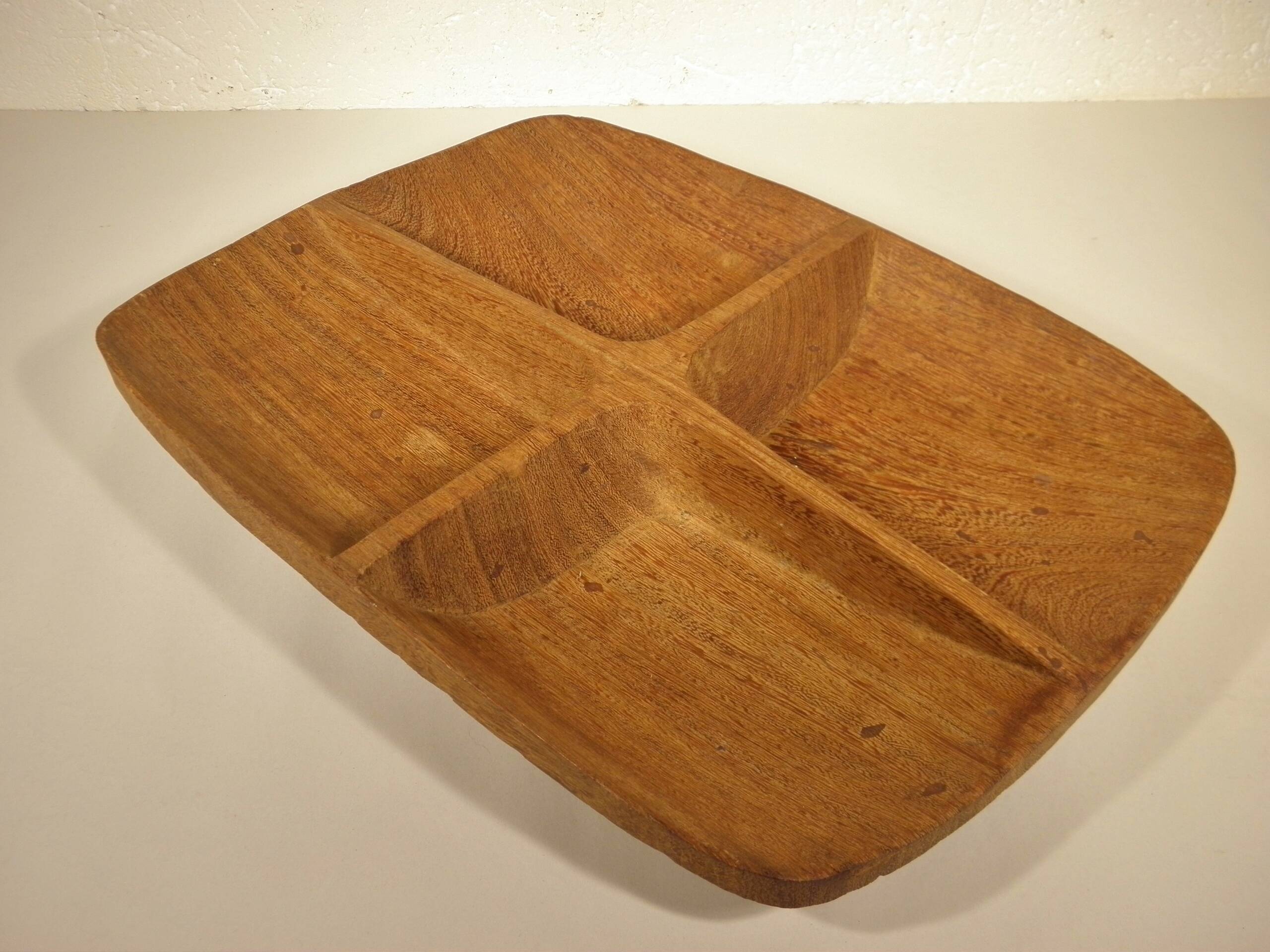 Exotic wood plate and bowl tray set