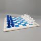 1970s gorgeous sky blue and white chess set in Volterra alabaster handmade. Made in Italy