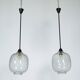 Pair of Mid-Century pendant lamps in smoked Murano glass, Italy, 1950s