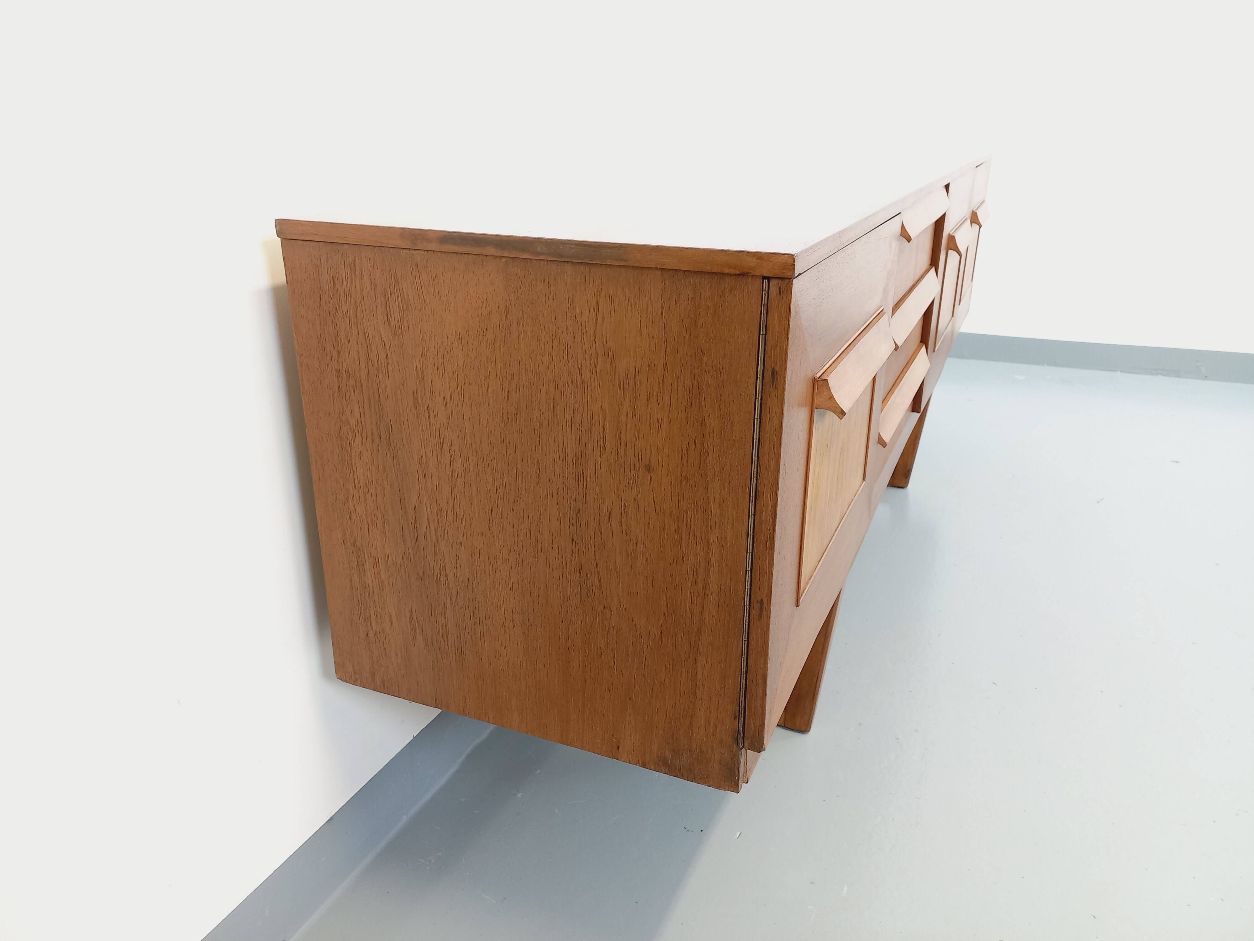 Vintage Scandinavian style sled foot sideboard in teak from the 60s