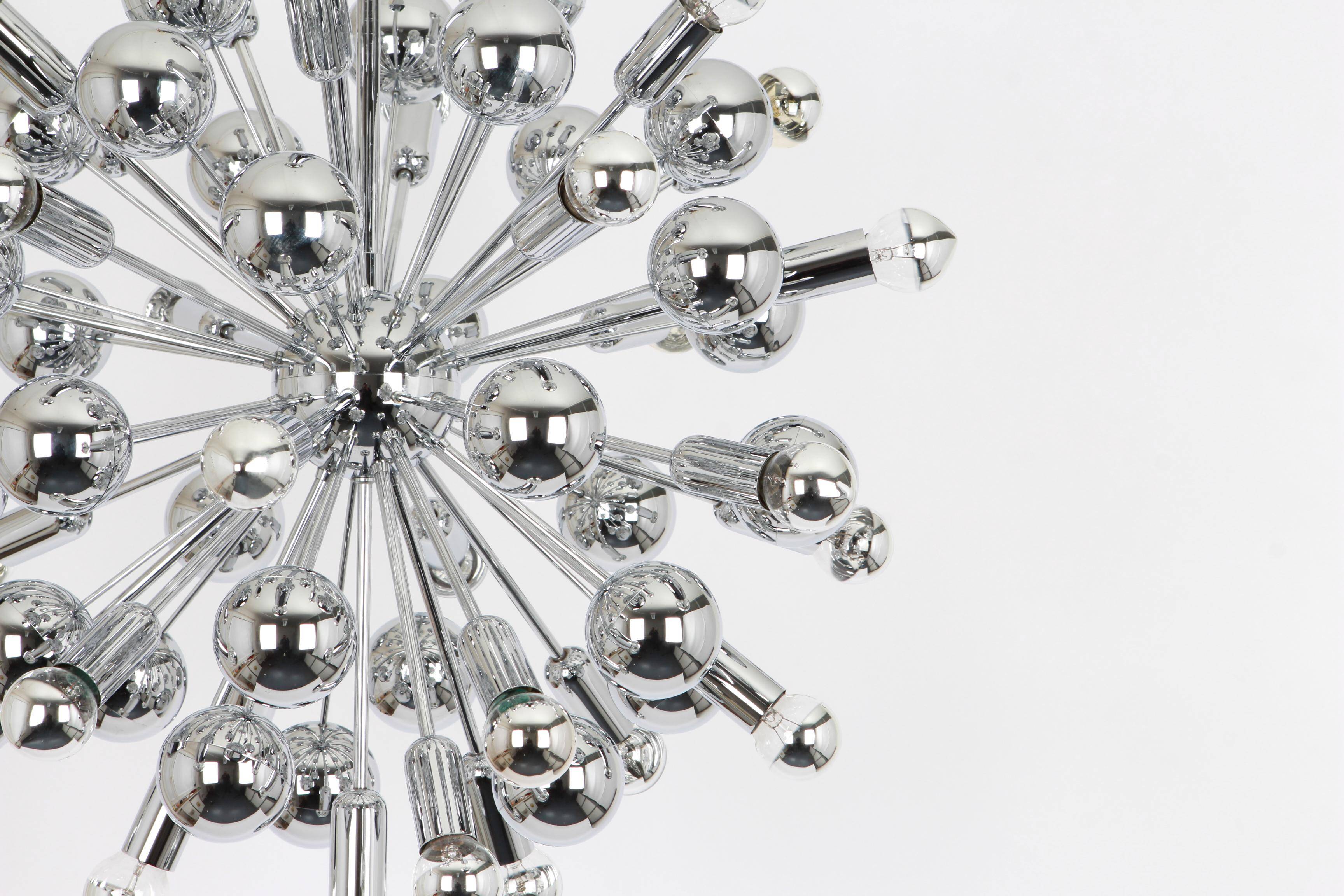 Grand Sputnik chrome chandelier in space style by Cosack, Germany, 1970s.