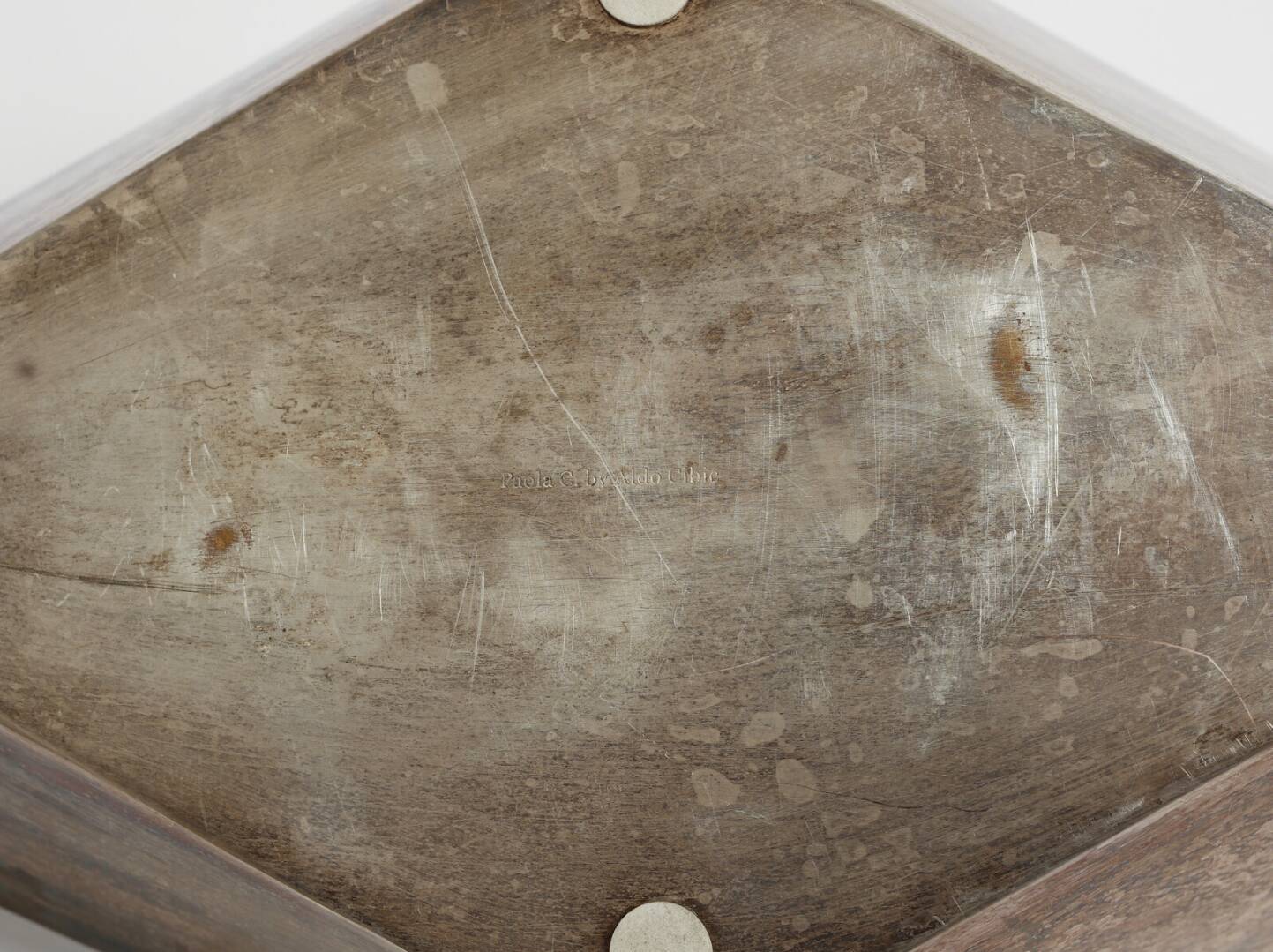 Modern silver-plated paper boat sculpture, Paola C. Aldo Cibic Italy 1980