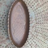 Glazed ceramic dish with fish pattern in relief friesbud melitta germany katen geschler 70
