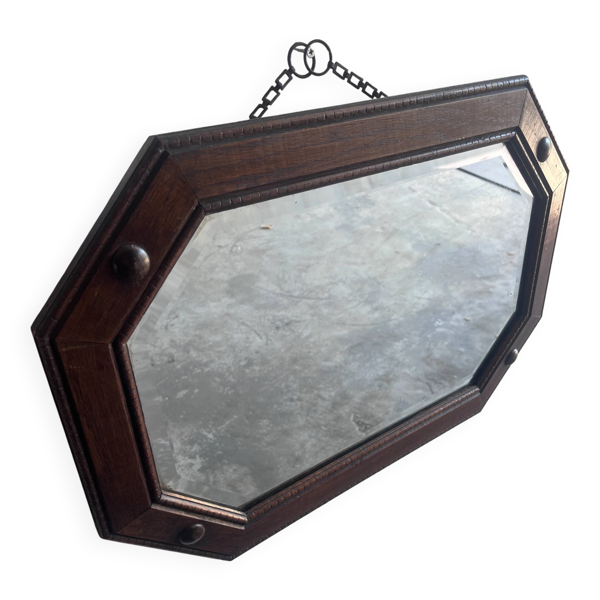 Miroir mural octogonal anglais Arts & Crafts / Art déco, 1920s–1930s