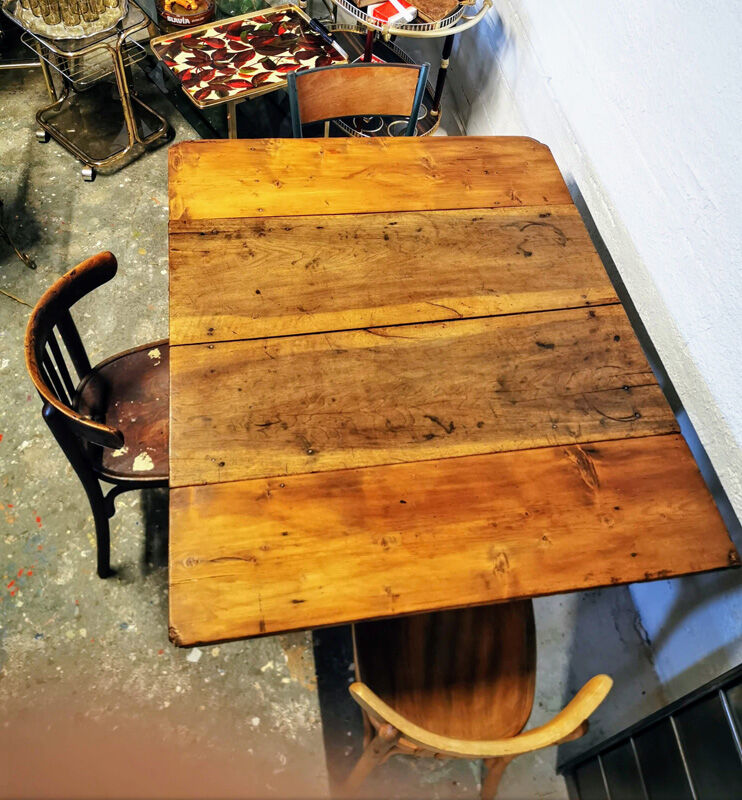 Old farm table with extension cords
