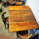 Old farm table with extension cords