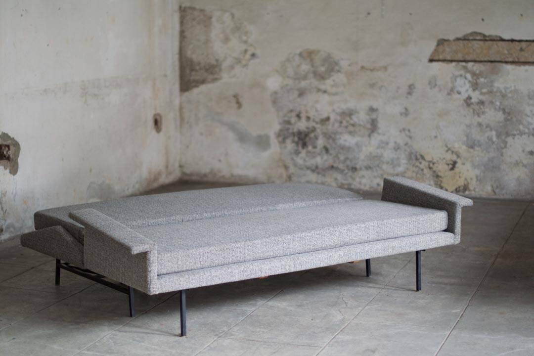 Convertible fabric sofa by Jean René Caillette edition Steiner 1961