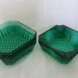 Emerald green glass ashtray, Arques crystal glassware.