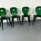 Set of 4 Swedish green pine designer chairs from Svensk Fur, 1950s of