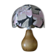 Pear-shaped wooden lamp and its fabric lampshade