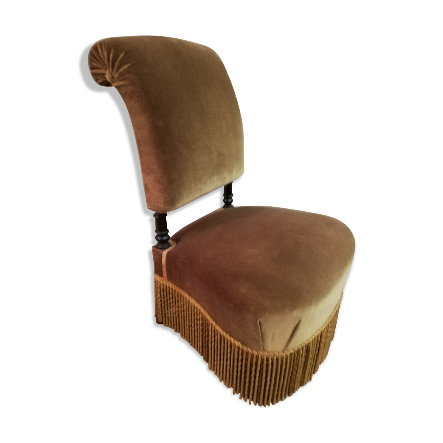 Armchair Toad velvet fringed style Napoleon III