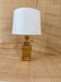 Golden lamp "Regina", 2 m fabric cable, cotton shade