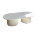 oblong coffee table on 2 fluted bases in light beige