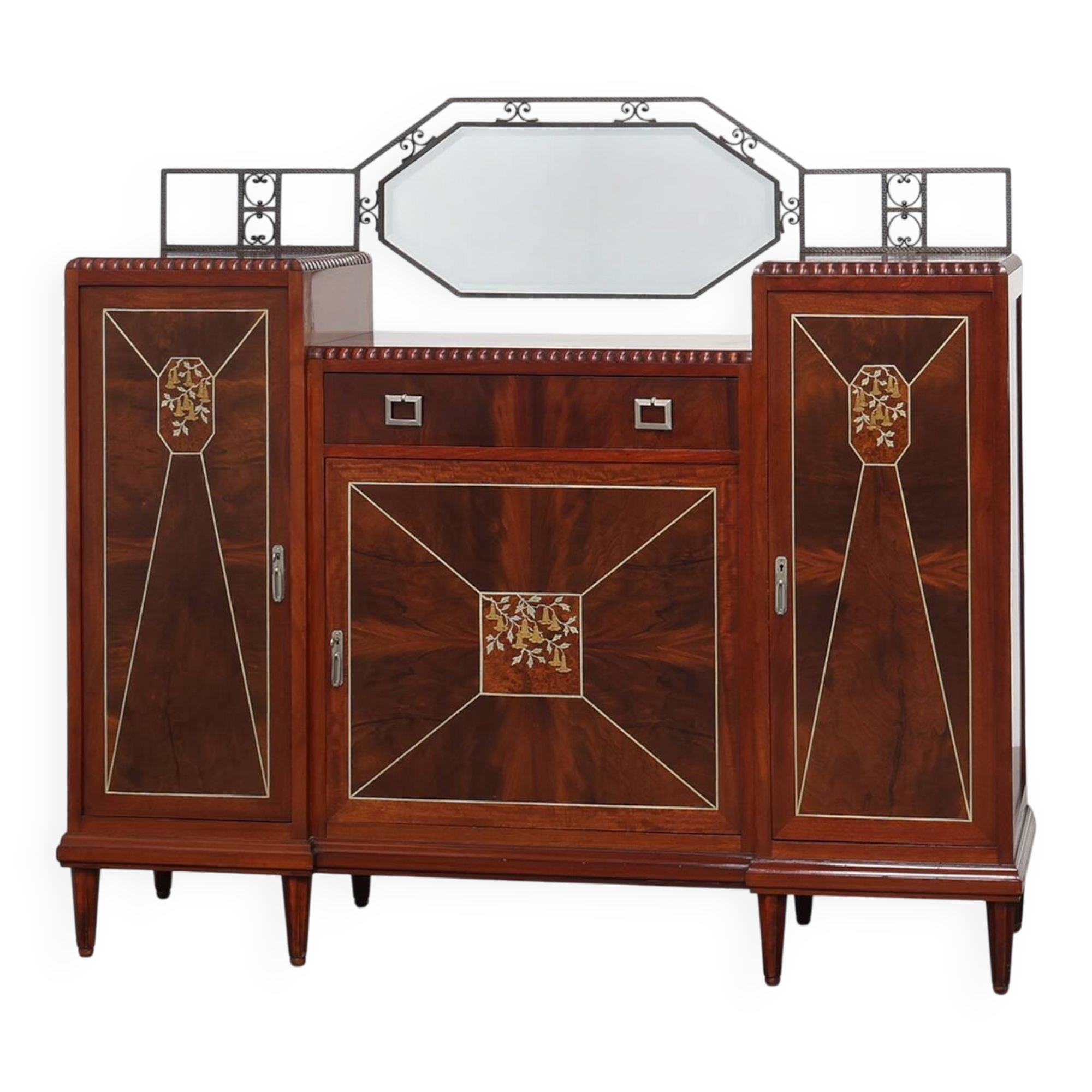 Cabinet en marqueterie Art Déco par De Coene, Belgique, vers 1925
