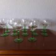 12 verres liqueur en cristal pied vert motif raisin