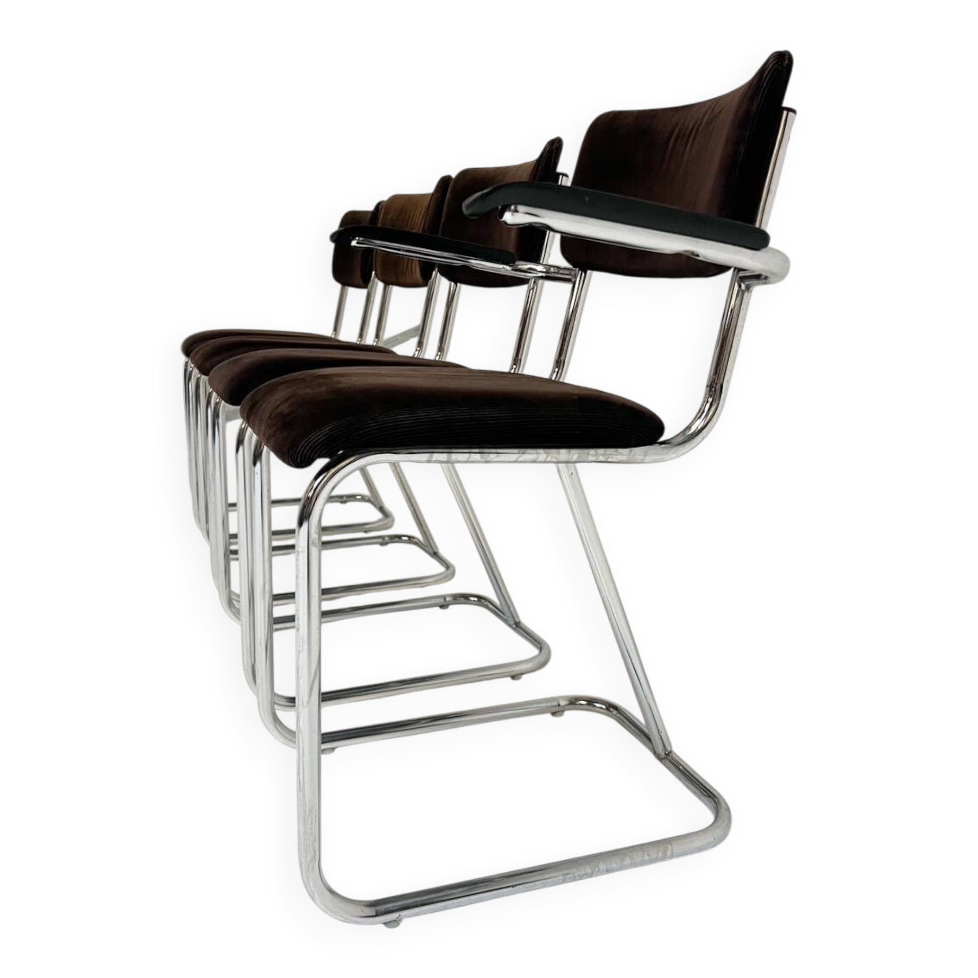 Set metal dining chairs in Gispen style (4), 1970s