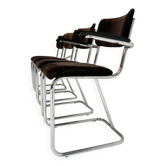 Set metal dining chairs in Gispen style (4), 1970s