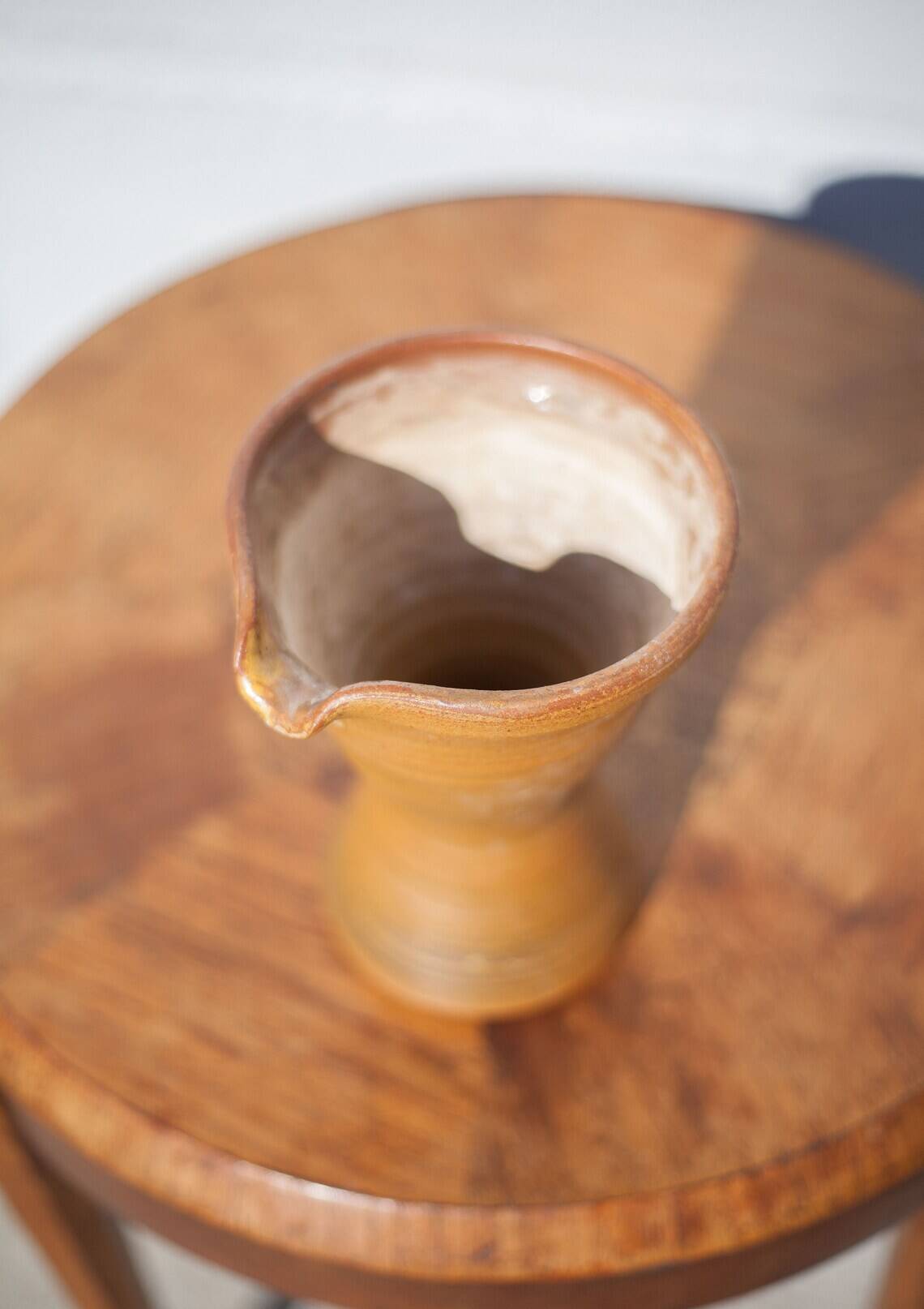 Vintage pitcher, vintage jug, pottery signed Paul Igom Bavil?, artisanal pottery, carafe, vase