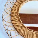 Vintage rattan sun mirror