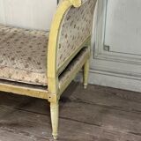 Directoire bench in carved wood and lacquered in shades of green, late eighteenth century