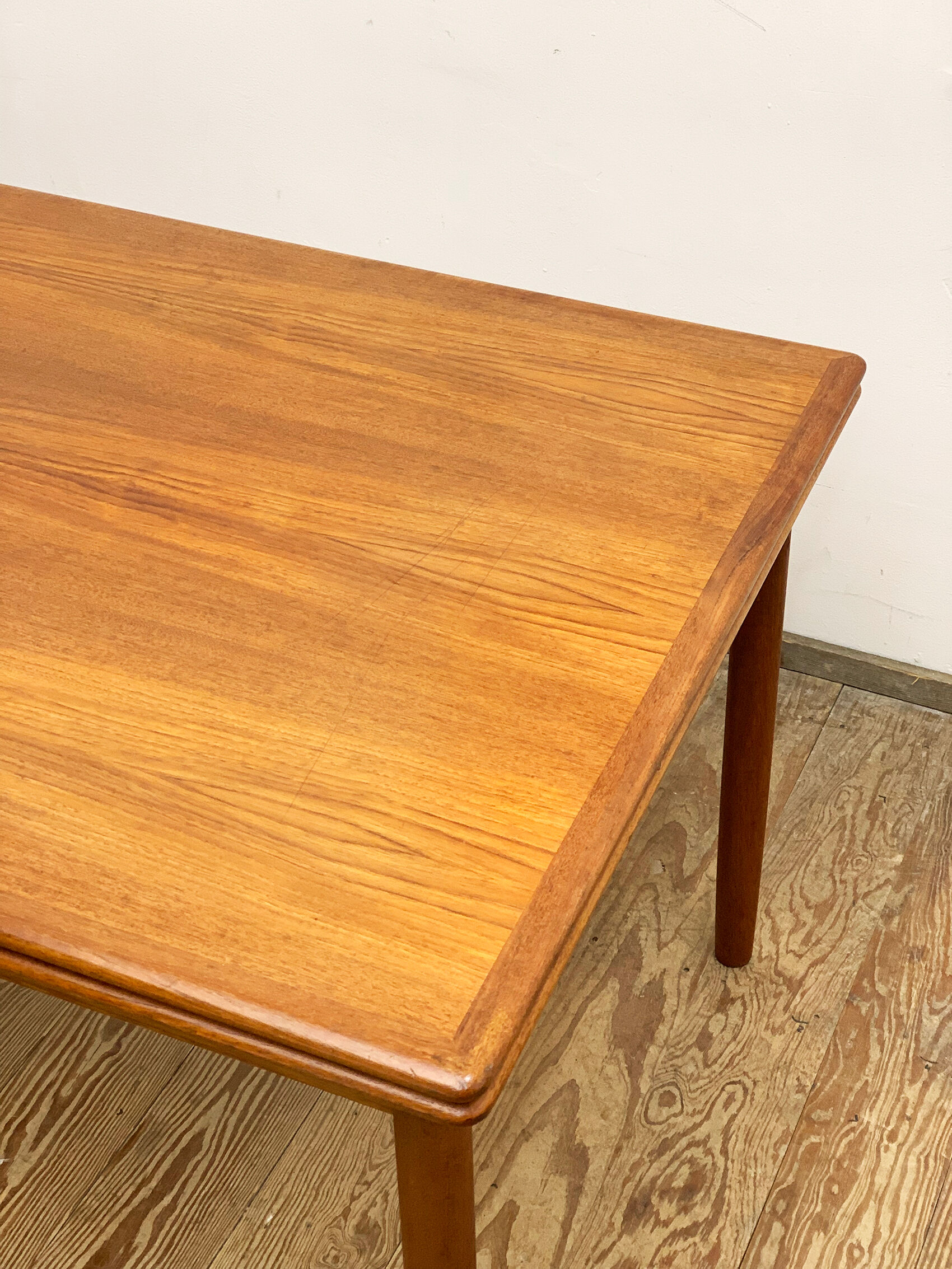 Extendable mid century teak dining table with pull out leaves, denmark, 1950s