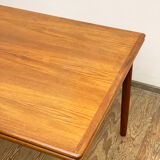 Extendable mid century teak dining table with pull out leaves, denmark, 1950s