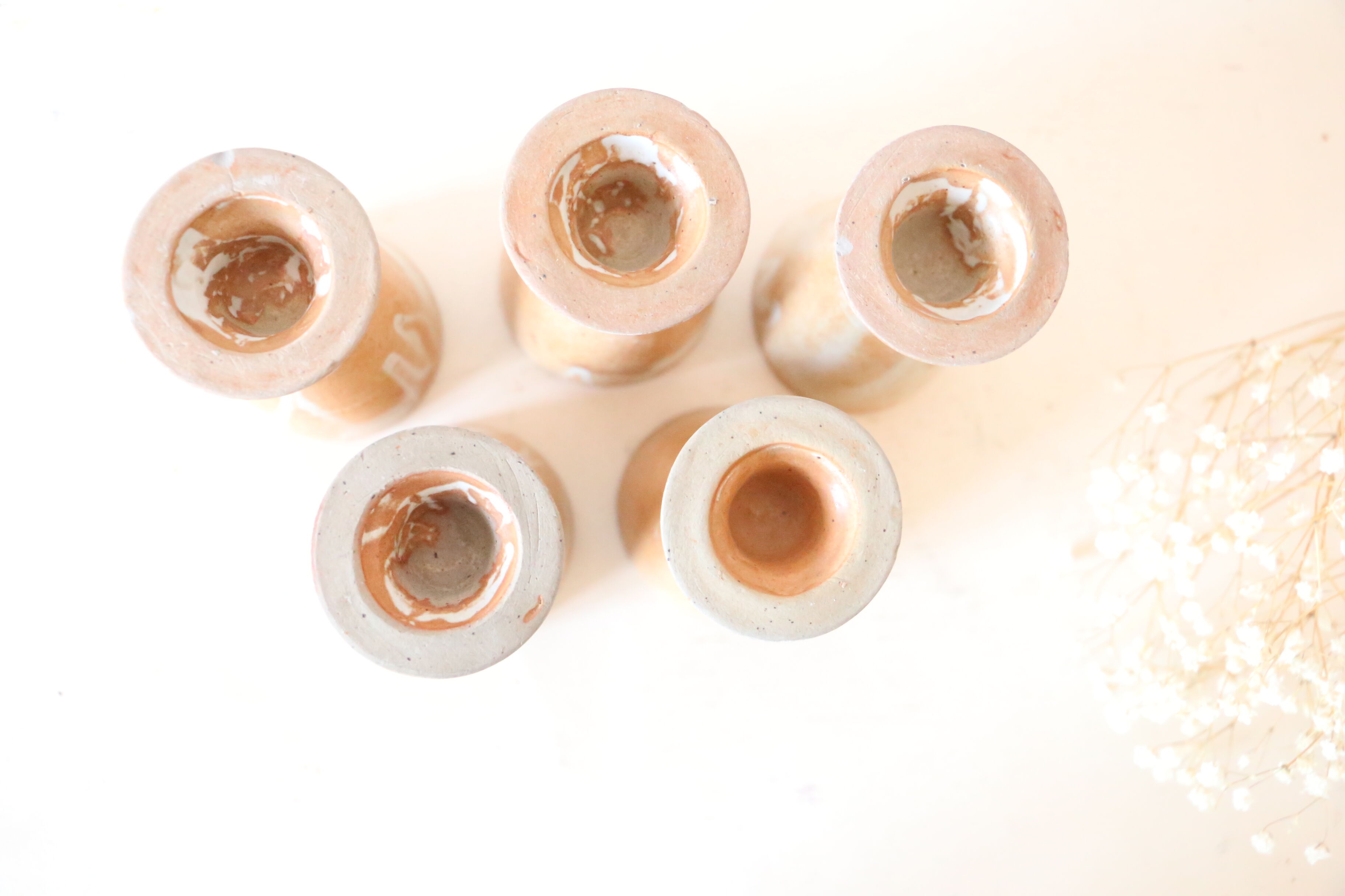 Set of 5 glasses on foot in sandstone, vintage