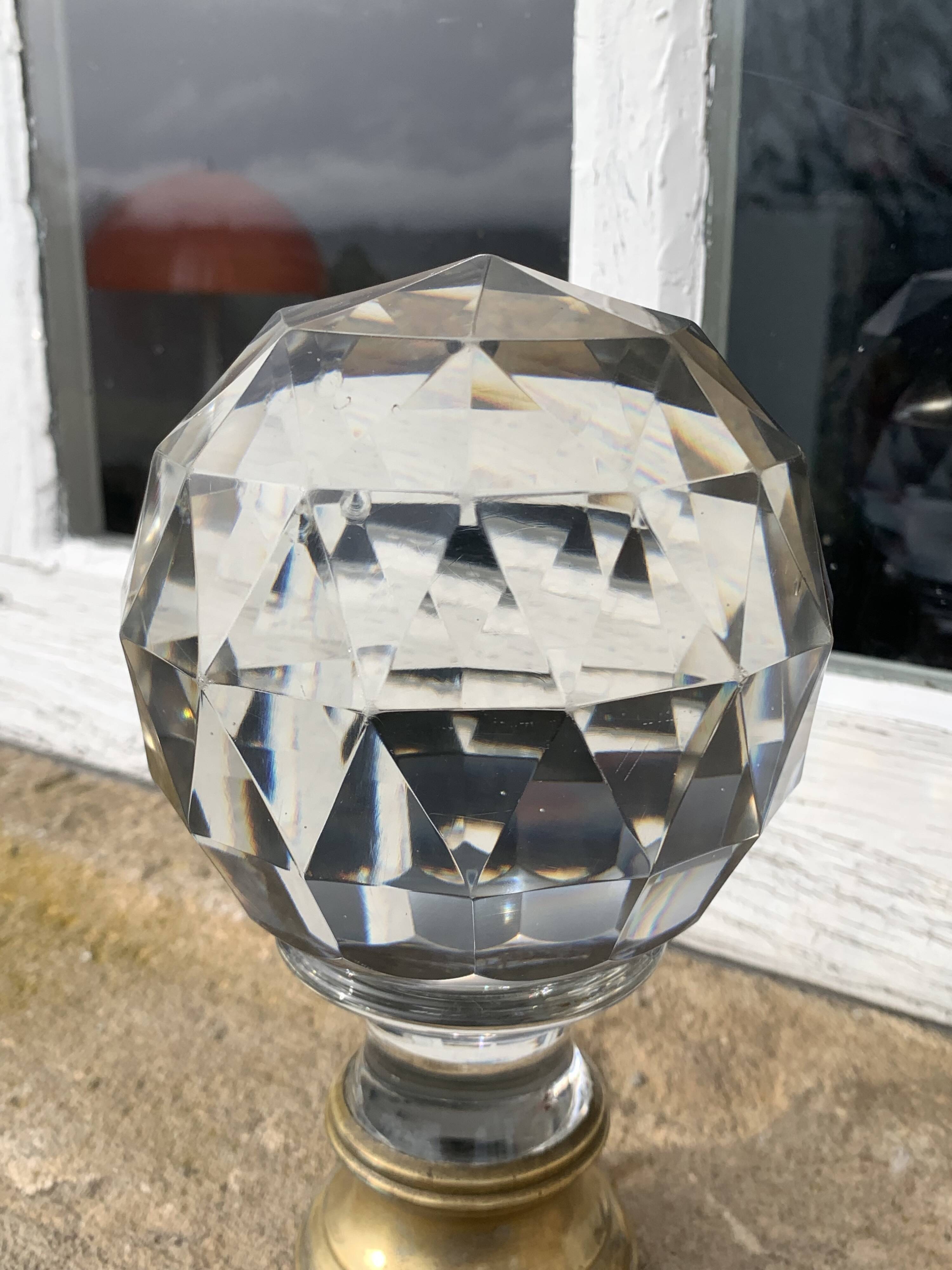 19th century crystal and bronze staircase ball