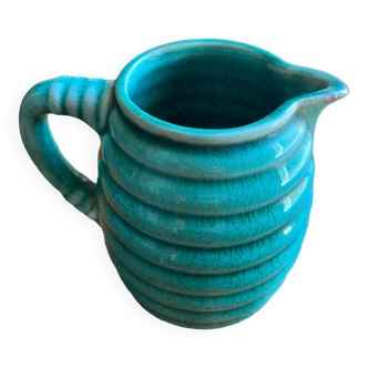 Magnificent blue-green ceramic pitcher 1950