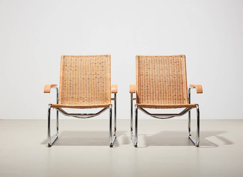 Marcel Breuer Pair of B35 Lounge Chairs for Thonet 1990s